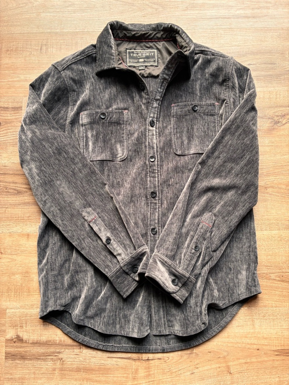 True Grit Men's velvet Charcoal Grey Button-Down Work Shirt